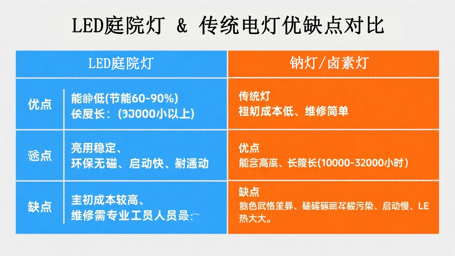 LED庭院燈與傳統燈的優缺點